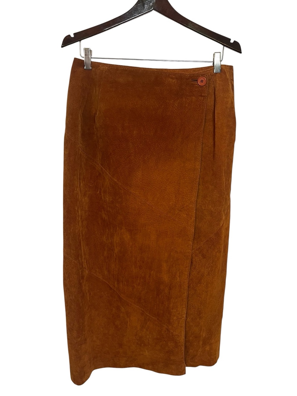 Vintage Adrian Jordan Genuine Suede Wrap Skirt Brown Plus Size 14W 90s Western